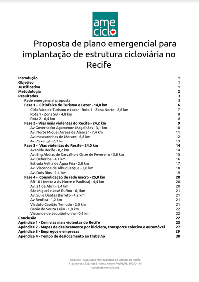 Capa do documento Proposta de plano emergencial para implantação de estrutura cicloviária no Recife (2020)